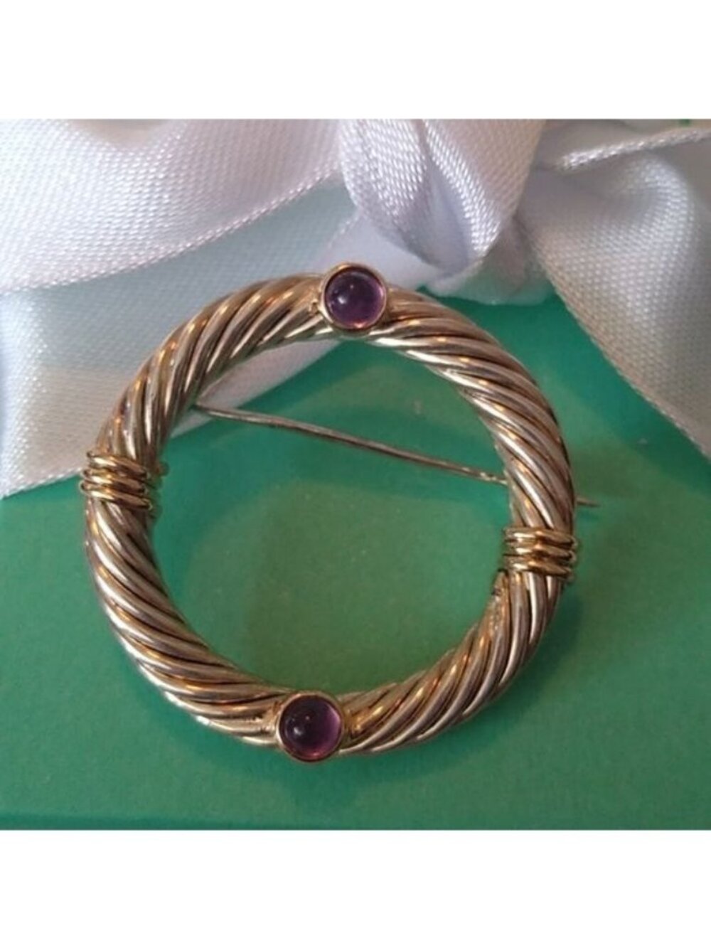 Cable Classic 925 + 14k W/ Amethyst Brooch